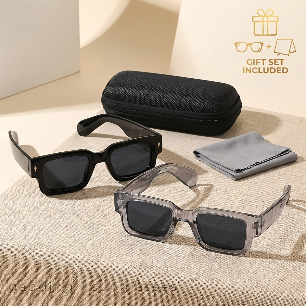 Sunglasses for Men - Square Glasses 2 Pack for & Women Chunky Bold Thick Frame Retro Y2K - product detail view 4