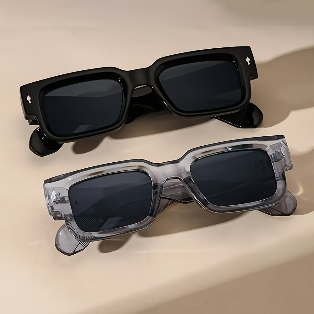 Sunglasses for Men - Square Glasses 2 Pack for & Women Chunky Bold Thick Frame Retro Y2K - product detail view 5