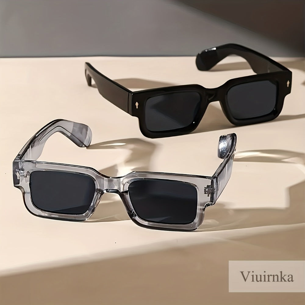 Sunglasses for Men - Square Glasses 2 Pack for & Women Chunky Bold Thick Frame Retro Y2K - product detail view 9