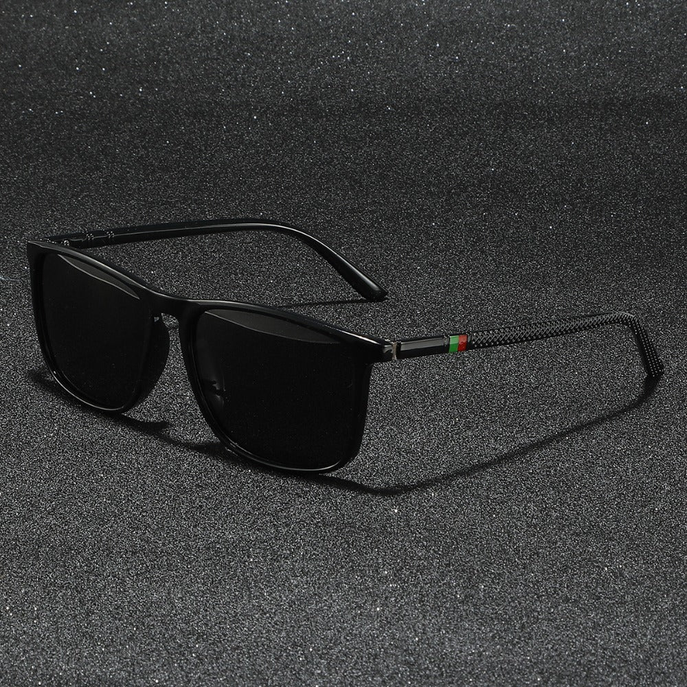 Sunglasses for Men - Square Glasses 3-Pack Striped Fashion Anti-Glare UV Protection, Black Red - product detail view 5