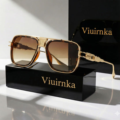 Sunglasses for Men - Square Retro Metal Frame UV400 Gradient Lenses Lightweight Unisex Eyewear - main product view