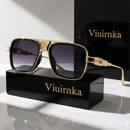 Sunglasses for Men - Square Retro Metal Frame UV400 Gradient Lenses Lightweight Unisex Eyewear - product detail view 4