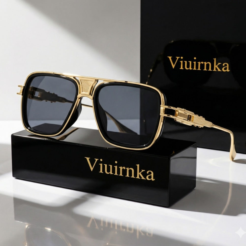 Sunglasses for Men - Square Retro Metal Frame UV400 Gradient Lenses Lightweight Unisex Eyewear - product detail view 6