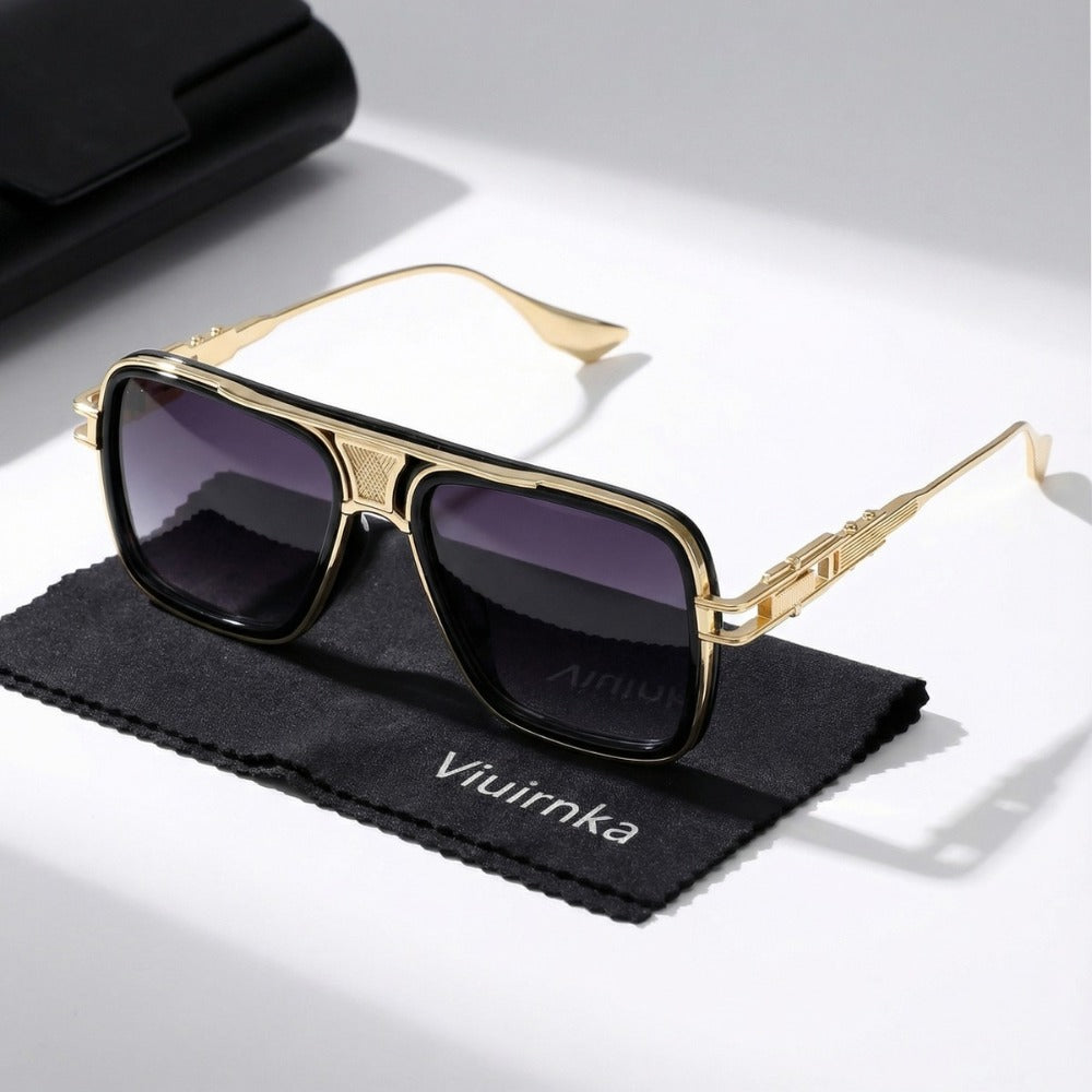 Sunglasses for Men - Square Retro Metal Frame UV400 Gradient Lenses Lightweight Unisex Eyewear - product detail view 13