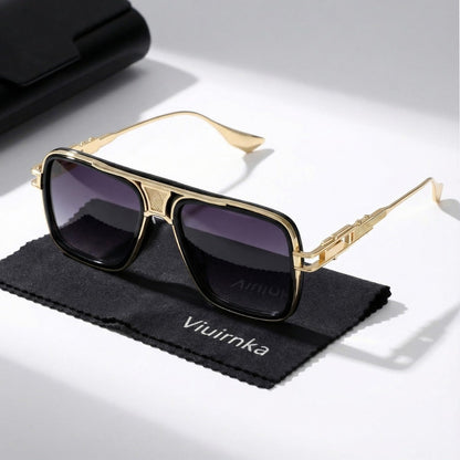 Sunglasses for Men - Square Retro Metal Frame UV400 Gradient Lenses Lightweight Unisex Eyewear - product detail view 13