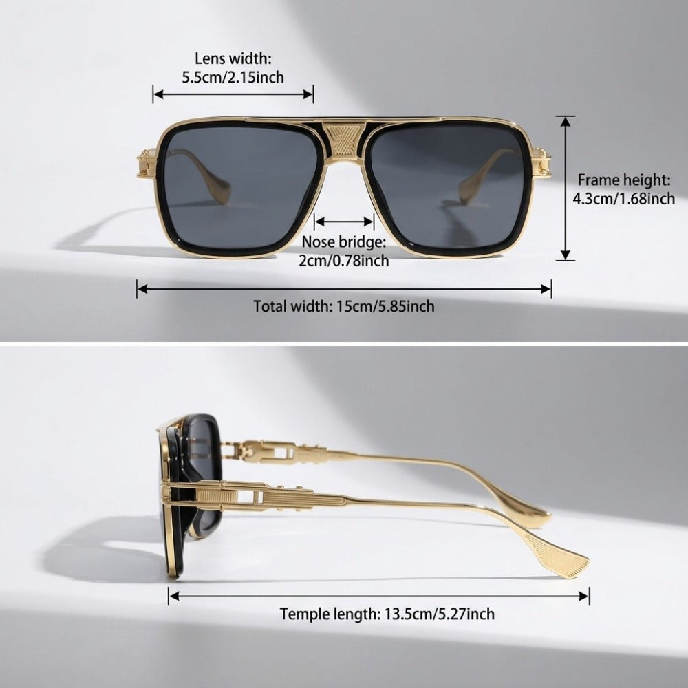 Sunglasses for Men - Square Retro Metal Frame UV400 Gradient Lenses Lightweight Unisex Eyewear - product detail view 17