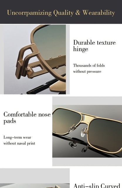 Sunglasses for Men - Square Retro Metal Frame UV400 Gradient Lenses Lightweight Unisex Eyewear - product detail view 18