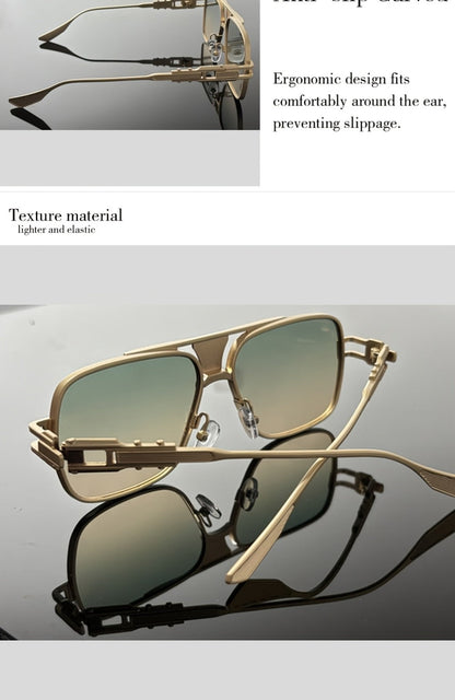 Sunglasses for Men - Square Retro Metal Frame UV400 Gradient Lenses Lightweight Unisex Eyewear - product detail view 19