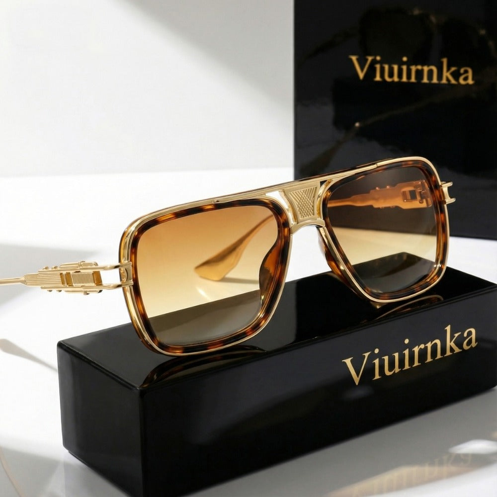 Sunglasses for Men - Square Retro Metal Frame UV400 Gradient Lenses Lightweight Unisex Eyewear - product detail view 21