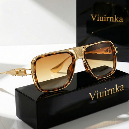 Sunglasses for Men - Square Retro Metal Frame UV400 Gradient Lenses Lightweight Unisex Eyewear - product detail view 21
