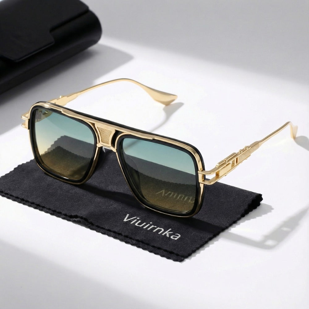 Sunglasses for Men - Square Retro Metal Frame UV400 Gradient Lenses Lightweight Unisex Eyewear - product detail view 23