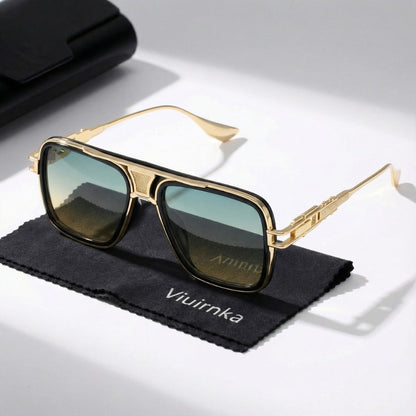 Sunglasses for Men - Square Retro Metal Frame UV400 Gradient Lenses Lightweight Unisex Eyewear - product detail view 23