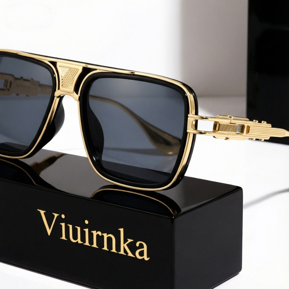 Sunglasses for Men - Square Retro Metal Frame UV400 Gradient Lenses Lightweight Unisex Eyewear - product detail view 26