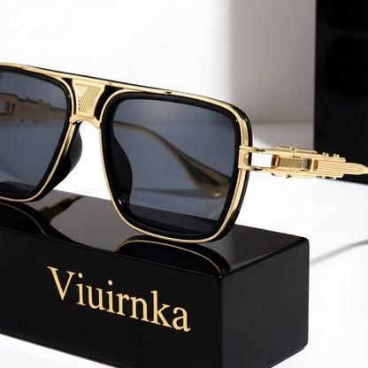 Sunglasses for Men - Square Retro Metal Frame UV400 Gradient Lenses Lightweight Unisex Eyewear - product detail view 26