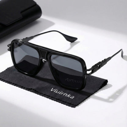 Sunglasses for Men - Square Retro Metal Frame UV400 Gradient Lenses Lightweight Unisex Eyewear - product detail view 28