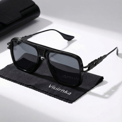 Sunglasses for Men - Square Retro Metal Frame UV400 Gradient Lenses Lightweight Unisex Eyewear - product detail view 33