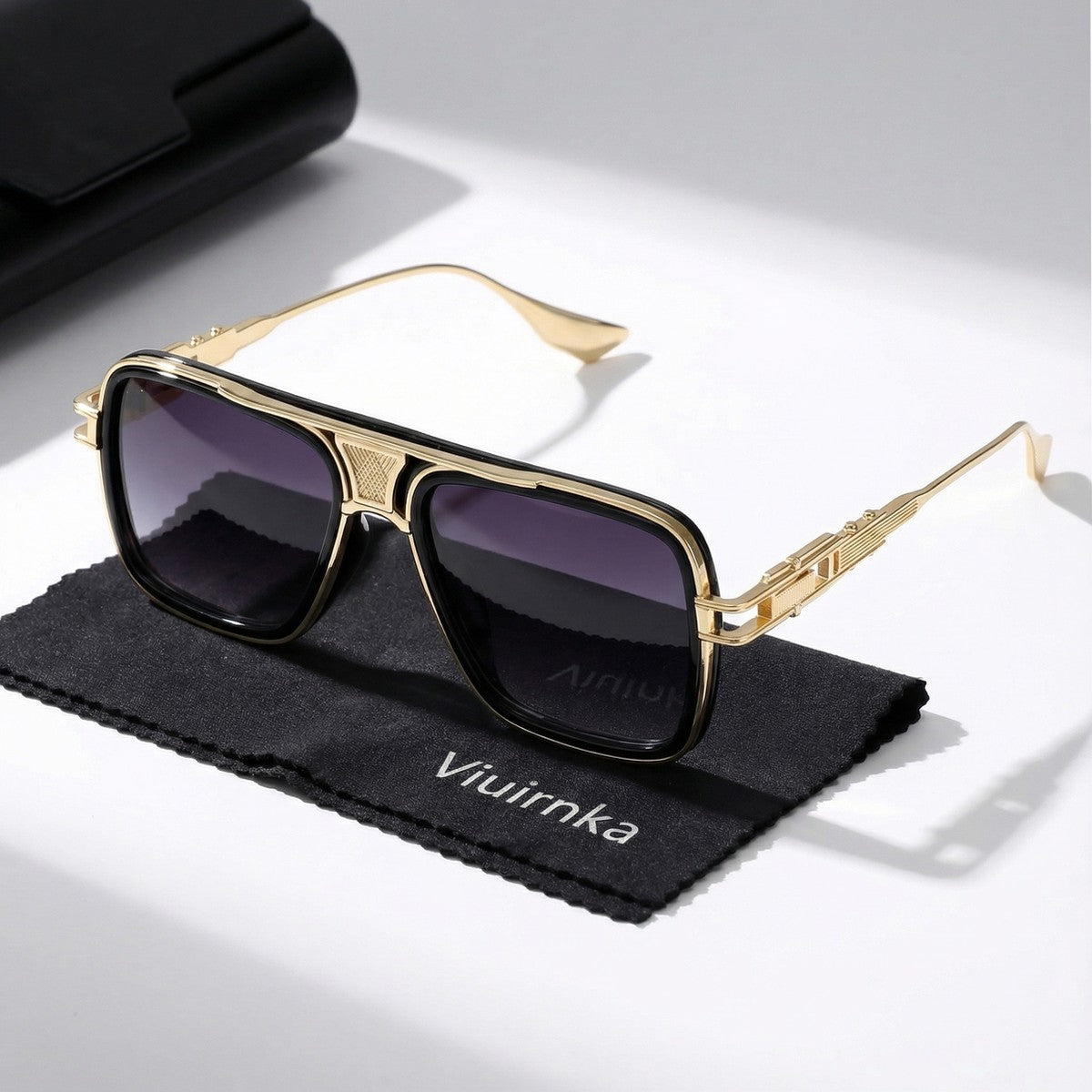 Sunglasses for Men - Square Retro Metal Frame UV400 Gradient Lenses Lightweight Unisex Eyewear - product detail view 35