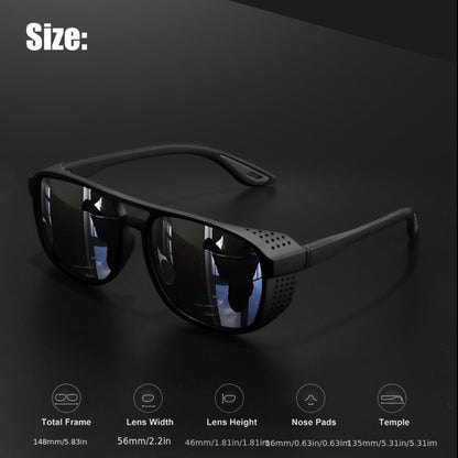 Sunglasses for Men - Steampunk Polarized Round Lens UV400 - HD Side Cutout Frame Sports Eyewear - product detail view 6