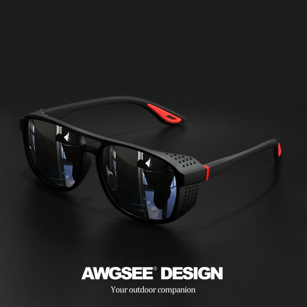 Sunglasses for Men - Steampunk Polarized Round Lens UV400 - HD Side Cutout Frame Sports Eyewear - product detail view 11