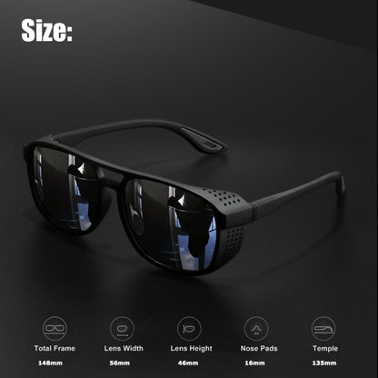 Sunglasses for Men - Steampunk Polarized Round Lens UV400 - HD Side Cutout Frame Sports Eyewear - product detail view 13