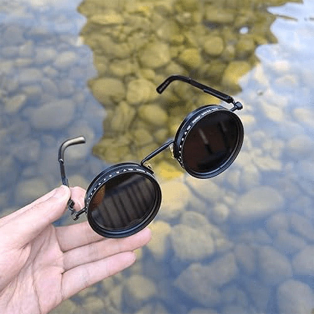 Sunglasses for Men - Steampunk Rotating Lens Glasses - Adjustable ND Mechanical Style Frame for - main product view