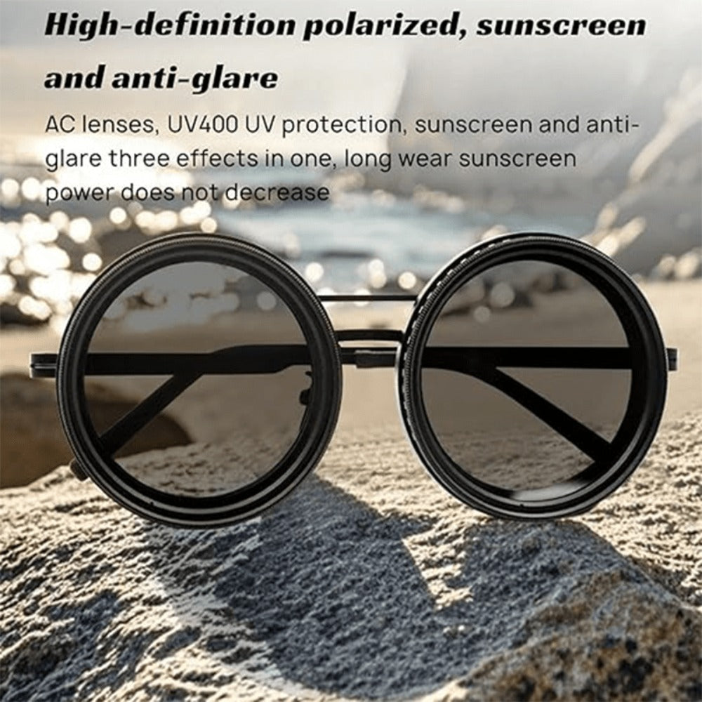 Sunglasses for Men - Steampunk Rotating Lens Glasses - Adjustable ND Mechanical Style Frame for - product detail view 4