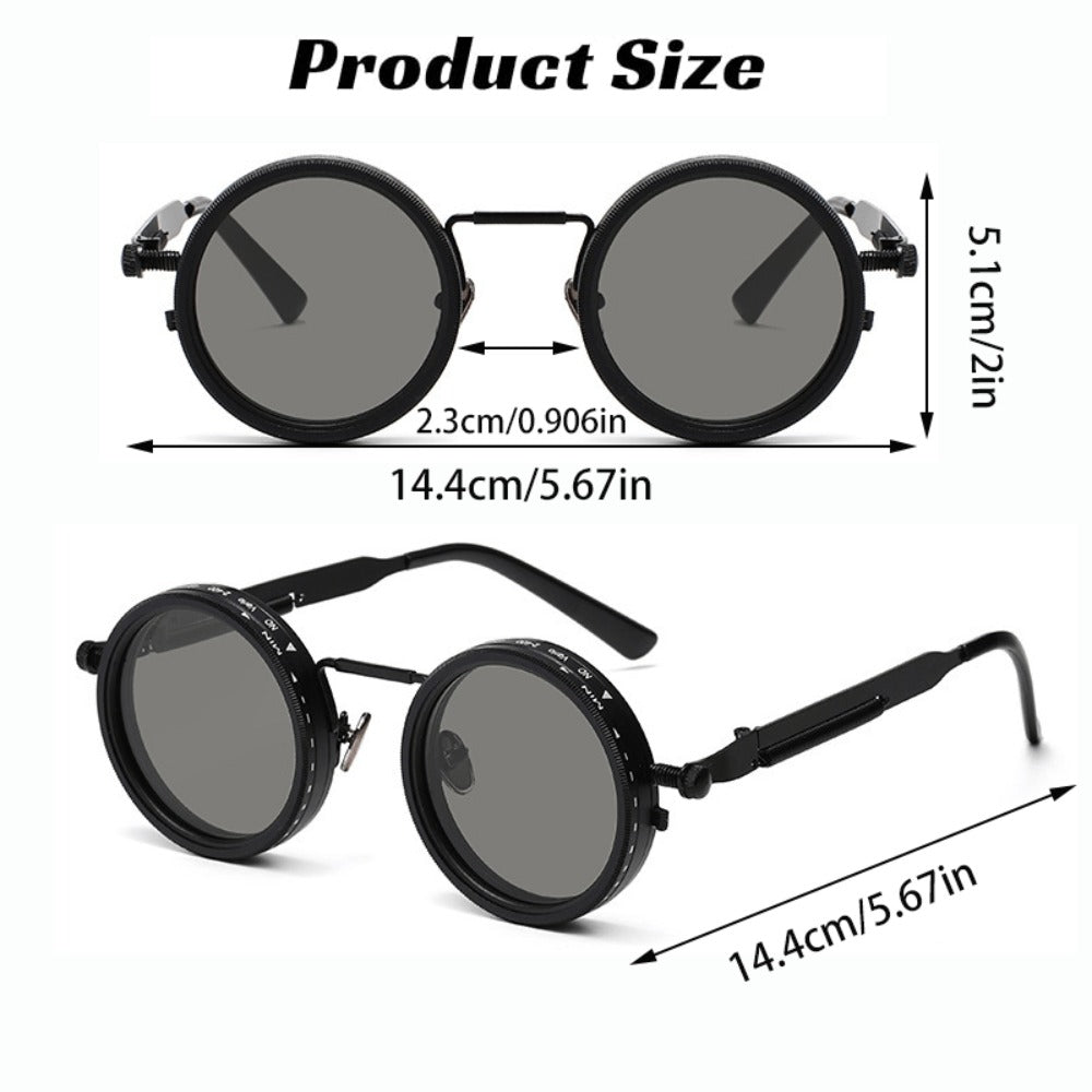 Sunglasses for Men - Steampunk Rotating Lens Glasses - Adjustable ND Mechanical Style Frame for - product detail view 6