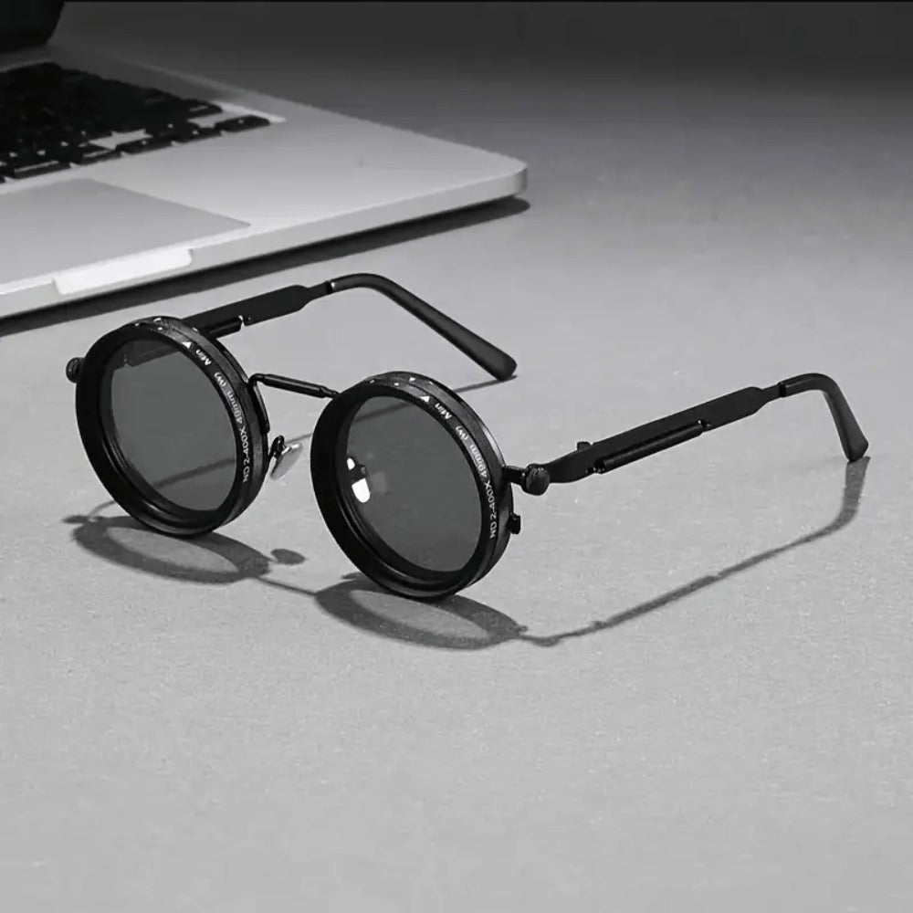 Sunglasses for Men - Steampunk Rotating Lens Glasses - Adjustable ND Mechanical Style Frame for - product detail view 14