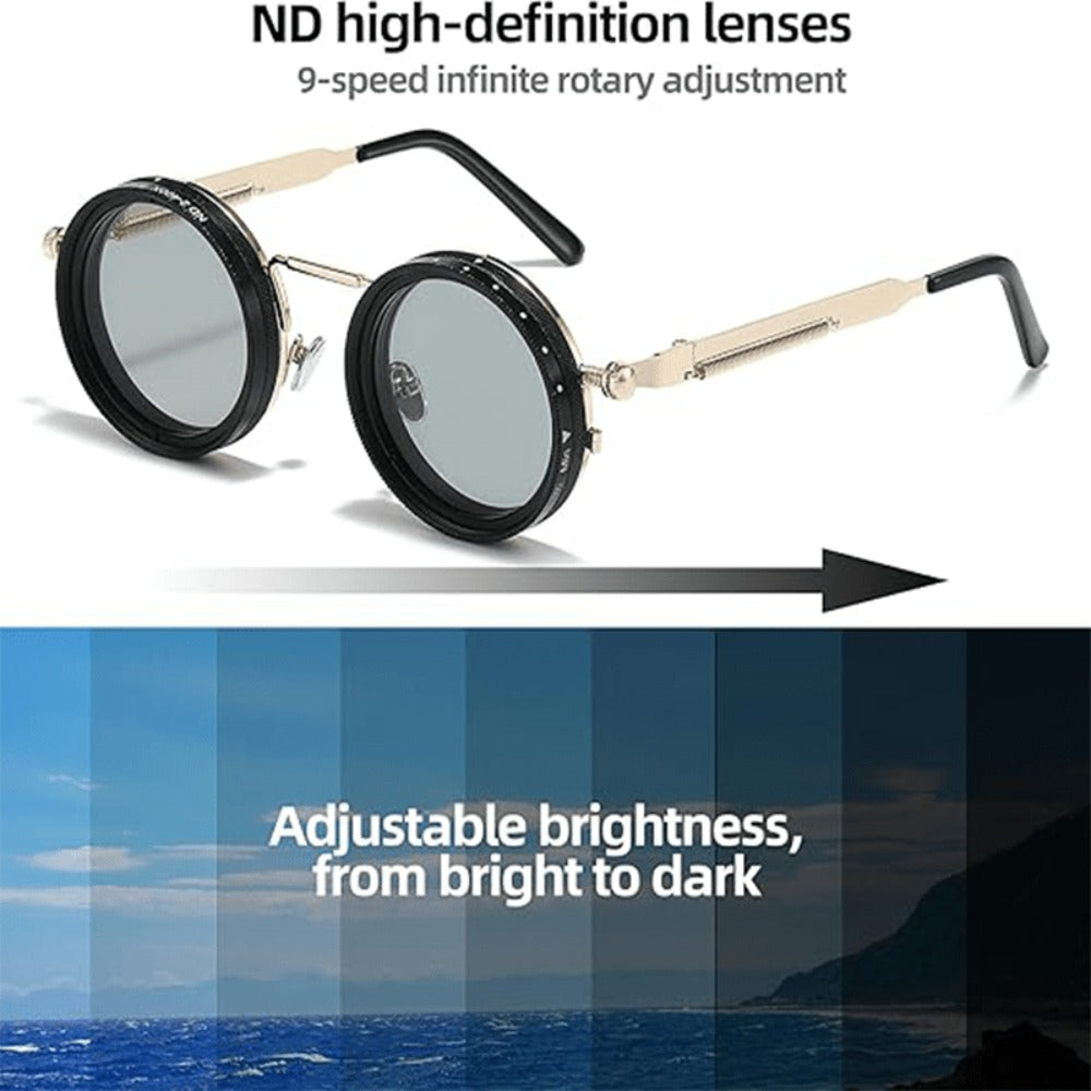 Sunglasses for Men - Steampunk Rotating Lens Glasses - Adjustable ND Mechanical Style Frame for - product detail view 17