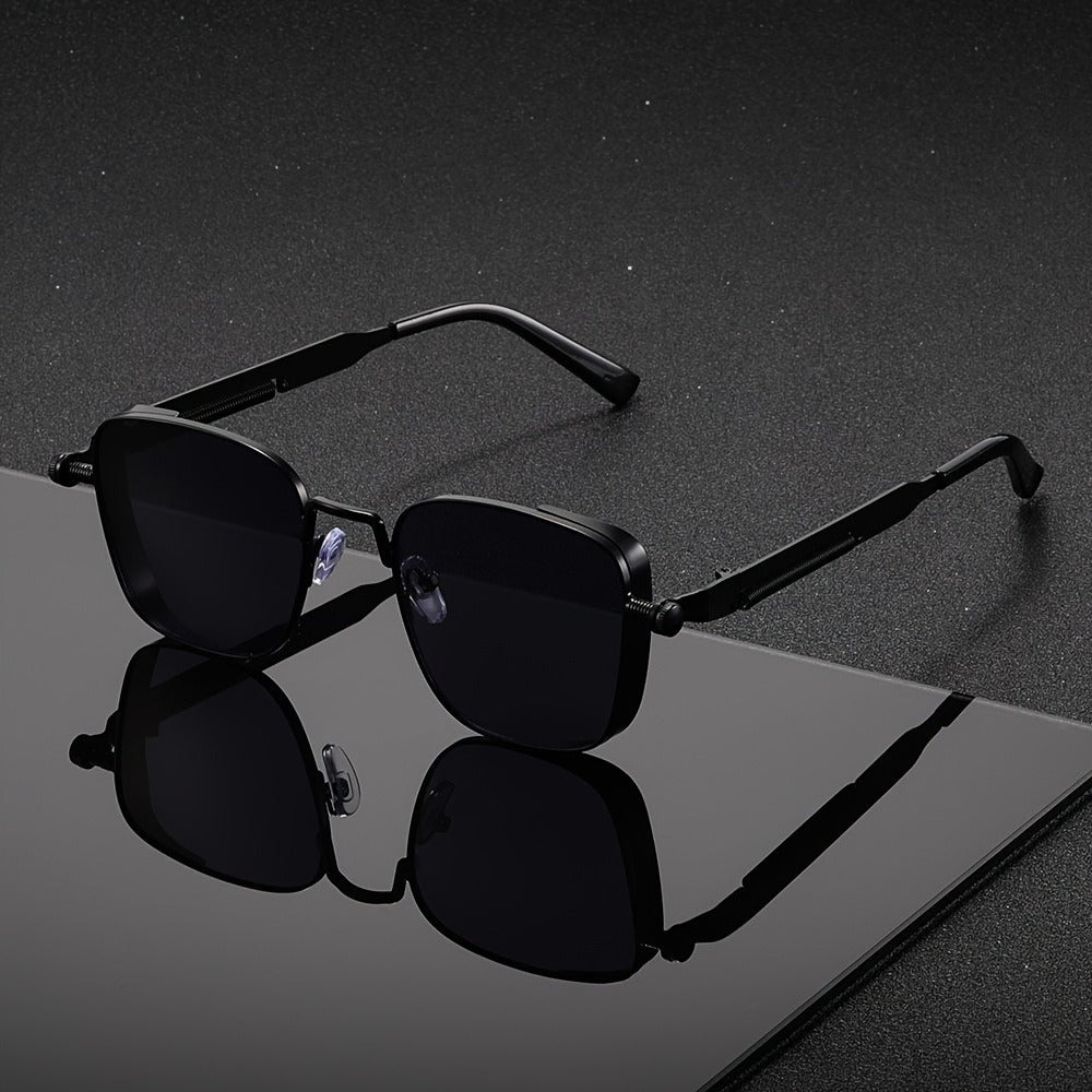 Sunglasses for Men - Steampunk Square Metal Frame - Retro Vintage UV400 Gradient Lenses for - product detail view 3