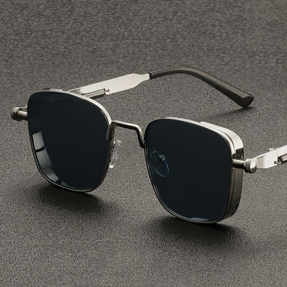 Sunglasses for Men - Steampunk Square Metal Frame - Retro Vintage UV400 Gradient Lenses for - product detail view 9