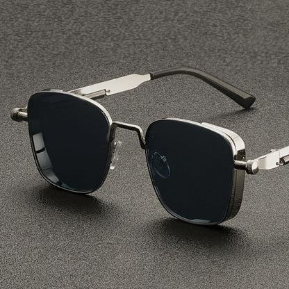 Sunglasses for Men - Steampunk Square Metal Frame - Retro Vintage UV400 Gradient Lenses for - product detail view 9