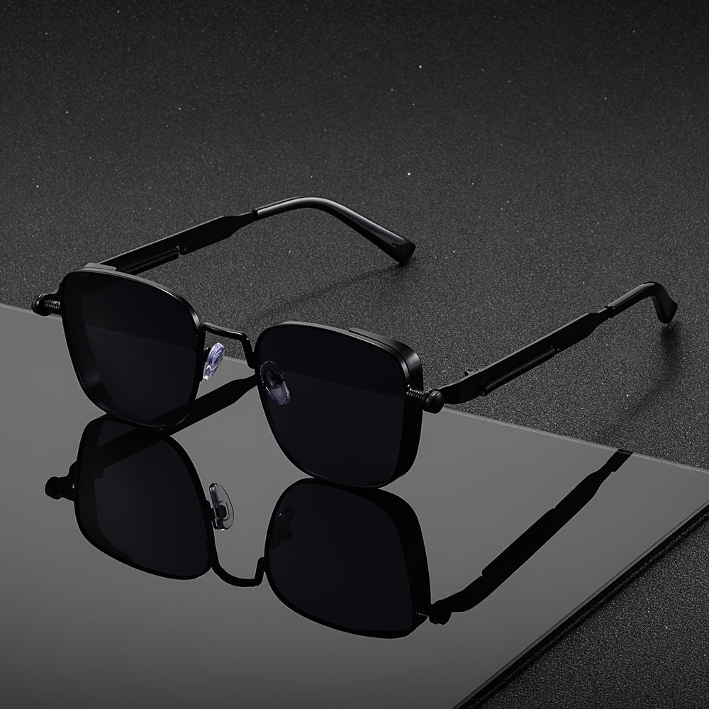 Sunglasses for Men - Steampunk Square Metal Frame - Retro Vintage UV400 Gradient Lenses for - product detail view 13