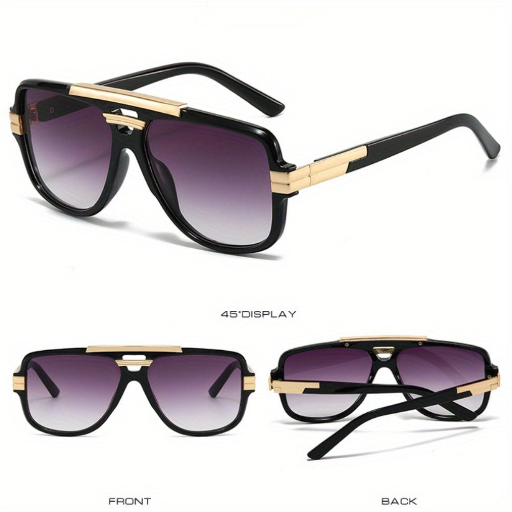 Sunglasses for Men - Vintage Retro Glasses Full Rim Zinc Alloy Frame PC Polycarbonate Lenses - product detail view 3