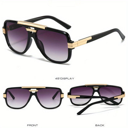 Sunglasses for Men - Vintage Retro Glasses Full Rim Zinc Alloy Frame PC Polycarbonate Lenses - product detail view 3