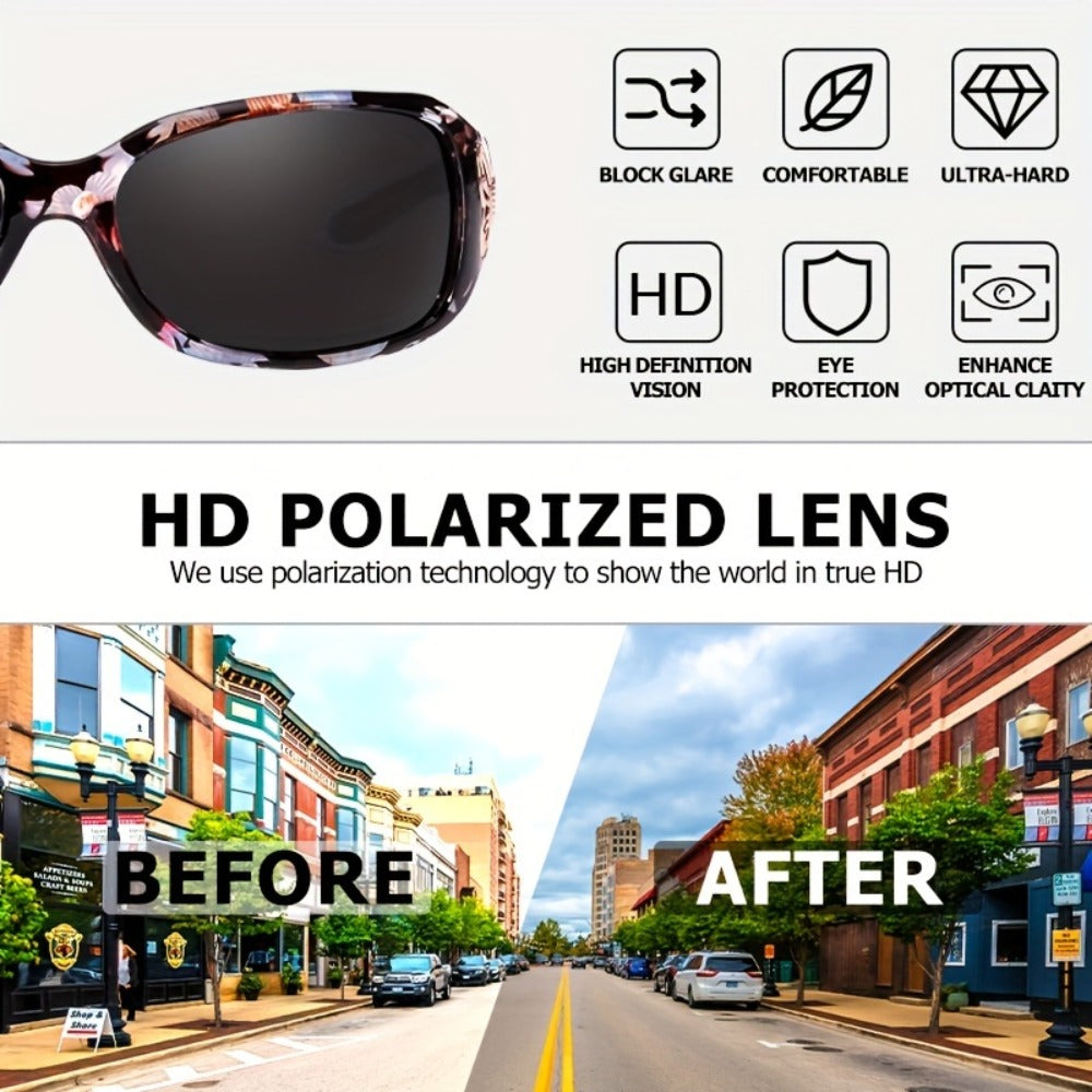 Sunglasses for Women - Wrap Around for , Polarized Butterfly Decor Fashion Glasses with UV - product detail view 4