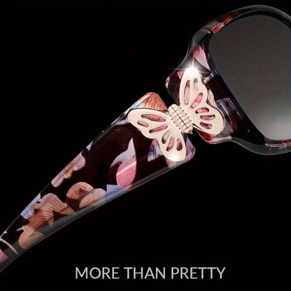 Sunglasses for Women - Wrap Around for , Polarized Butterfly Decor Fashion Glasses with UV - product detail view 8