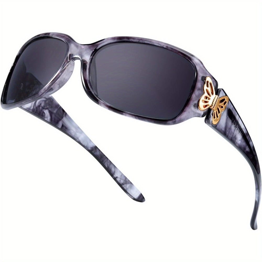 Sunglasses for Women - Wrap Around for , Polarized Butterfly Decor Fashion Glasses with UV - product detail view 11