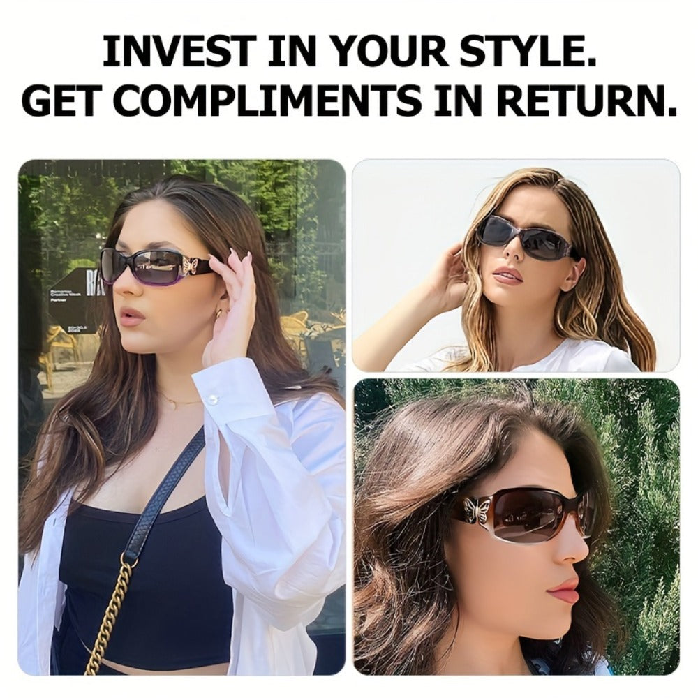 Sunglasses for Women - Wrap Around for , Polarized Butterfly Decor Fashion Glasses with UV - product detail view 13