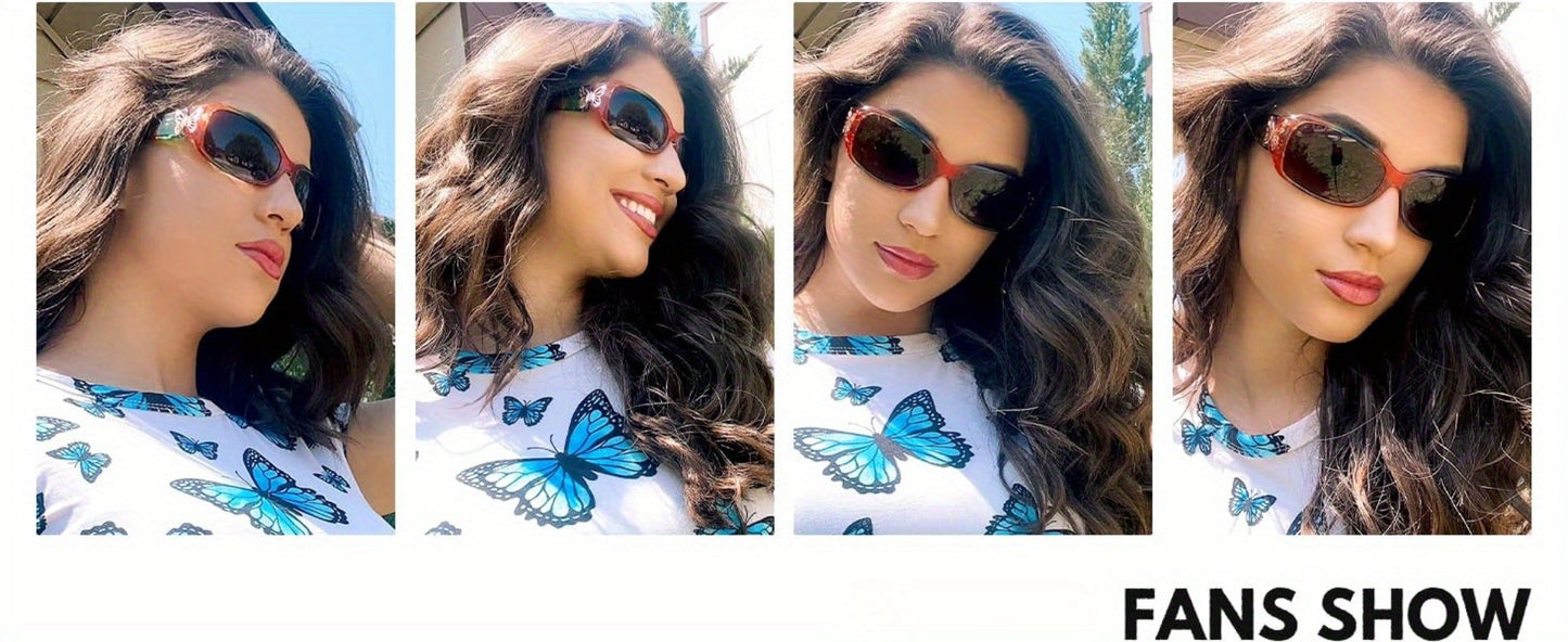 Sunglasses for Women - Wrap Around for , Polarized Butterfly Decor Fashion Glasses with UV - product detail view 15