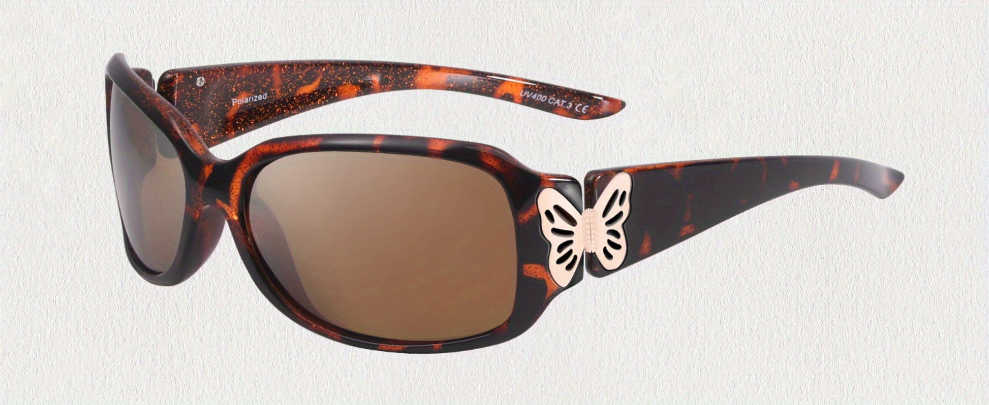 Sunglasses for Women - Wrap Around for , Polarized Butterfly Decor Fashion Glasses with UV - product detail view 17