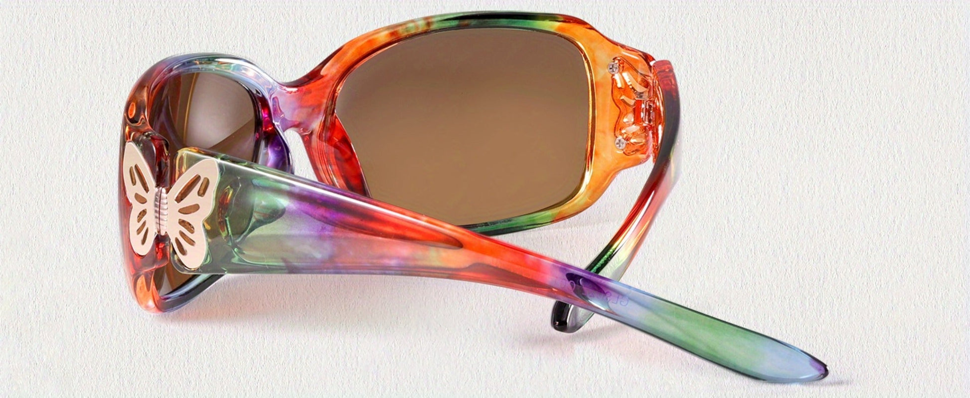 Sunglasses for Women - Wrap Around for , Polarized Butterfly Decor Fashion Glasses with UV - product detail view 18
