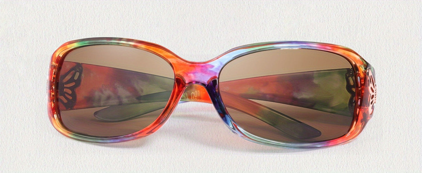 Sunglasses for Women - Wrap Around for , Polarized Butterfly Decor Fashion Glasses with UV - product detail view 21