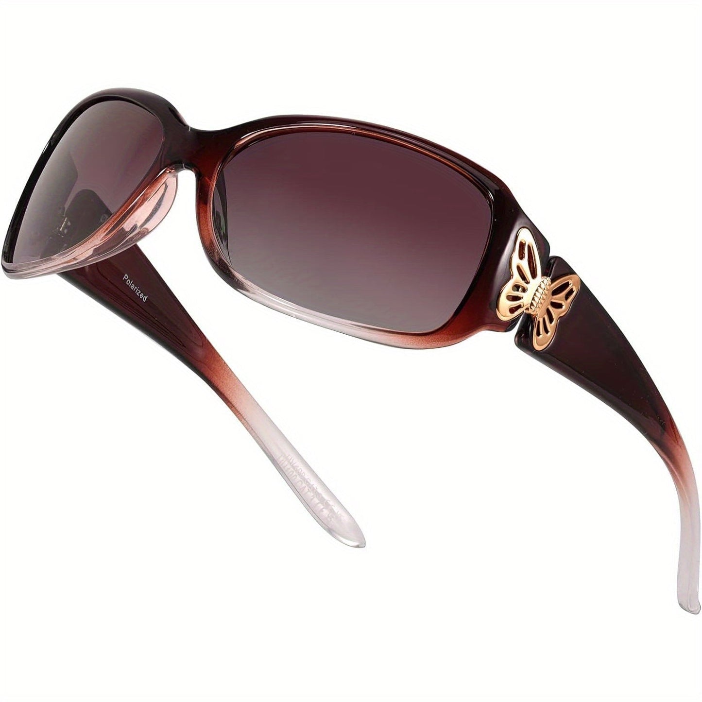 Sunglasses for Women - Wrap Around for , Polarized Butterfly Decor Fashion Glasses with UV - product detail view 29