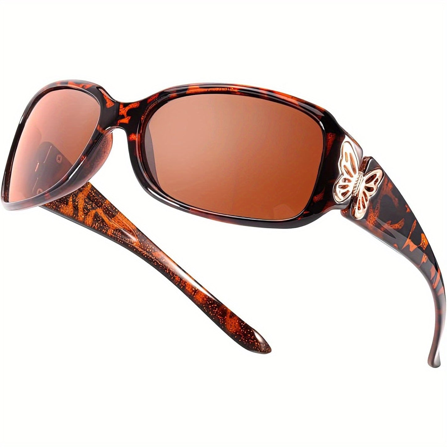 Sunglasses for Women - Wrap Around for , Polarized Butterfly Decor Fashion Glasses with UV - product detail view 31