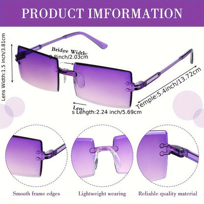 Sunglasses for Men - Y2K Glasses Bulk 12 Pairs Women Rimless Rectangle Vintage Retro Eyewear - product detail view 4