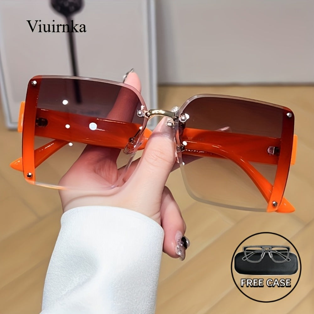 Sunglasses for Men - Y2K Square Frameless Gradient UV400 Lenses for Women Luxury Lightweight - main product view