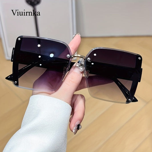 Sunglasses for Men - Y2K Square Frameless Gradient UV400 Lenses for Women Luxury Lightweight - product detail view 2