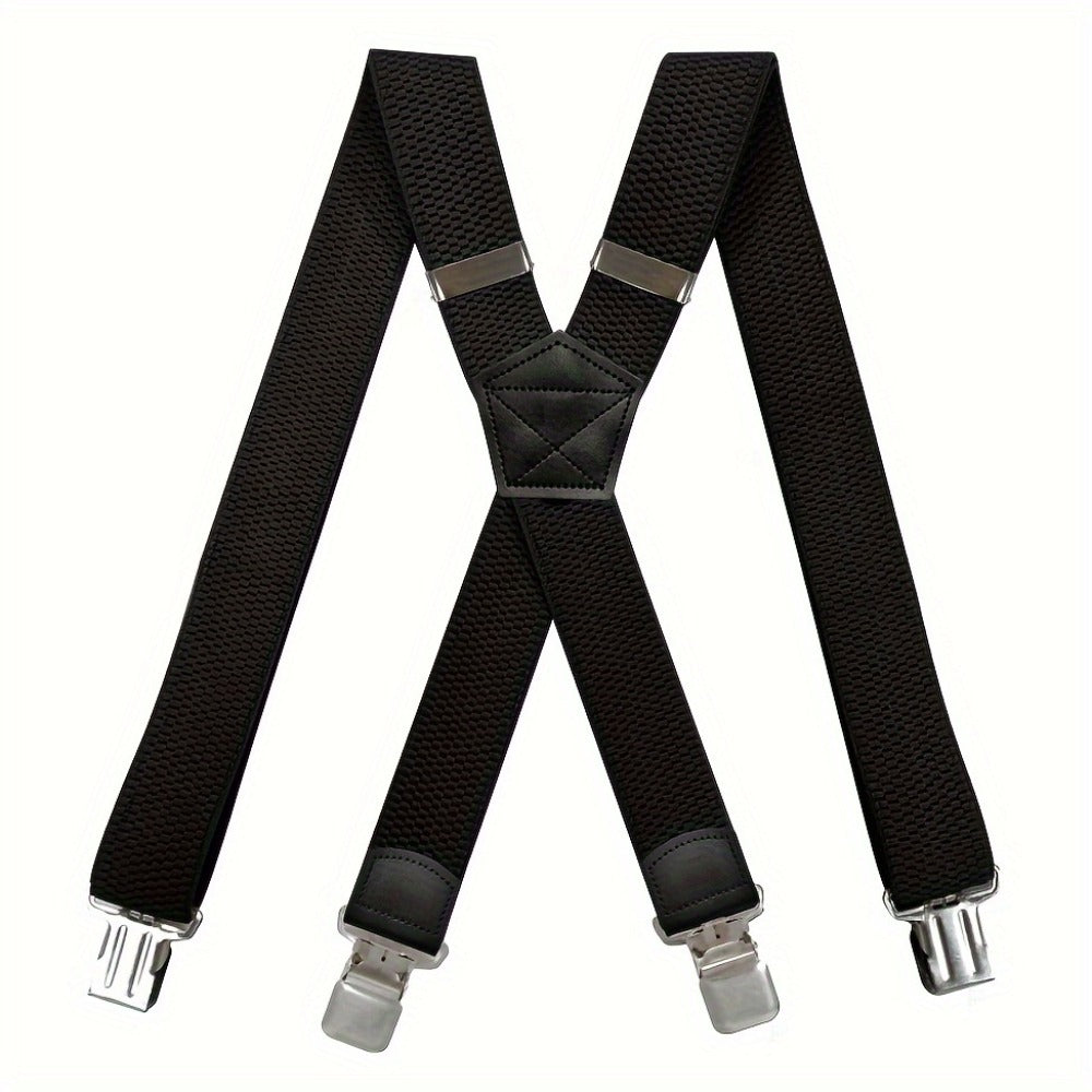 Suspenders & Braces - Heavy Duty for Men 1.5 Inch Wide X-Back 4 Strong Metal Clamps Adjustable - product detail view 3