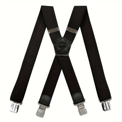 Suspenders & Braces - Heavy Duty for Men 1.5 Inch Wide X-Back 4 Strong Metal Clamps Adjustable - product detail view 3